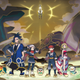 The main characters in Pokemon Legends: Arceus, including starter Pokemon.